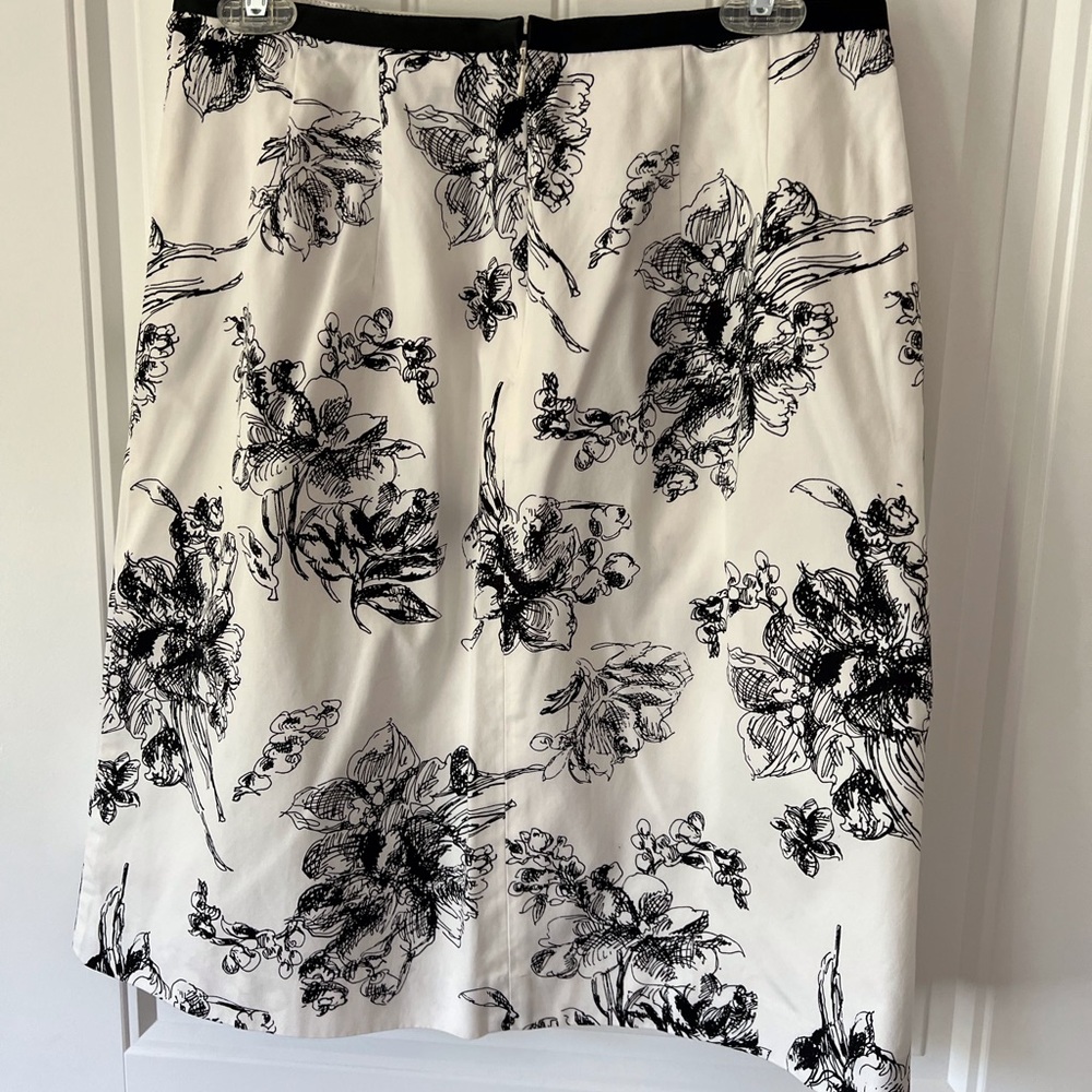 Elegant Black and White Floral Skirt